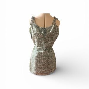 Green Floral Tie-Shoulder Mini Dress